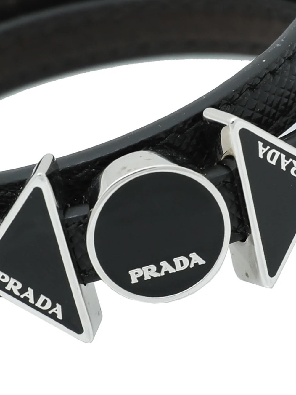 Prada Black Saffiano 2ib363 Leather Charm Bracelet - Picture 2 of 5